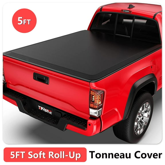 TOPRONE Soft Roll Up Tonneau Cover Fits 2016-2024 Tacoma with 5-ft (60.5in) Truck Bed w/ track system