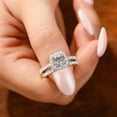thumbnail image 3 of vylahjewellery Round Cut Moissanite Halo Anniversary Proposal Ring Double Band Wedding Engagement Ring for Women 925 Sterling Silver Mother's Day Gift Ring, 3 of 6