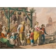 thumbnail image 2 of Smithsonian Design Museum 14x12 Gold Ornate Wood Framed with Double Matting Museum Art Print Titled - A fruit stall in Naples at Christmas, 1828, 2 of 4
