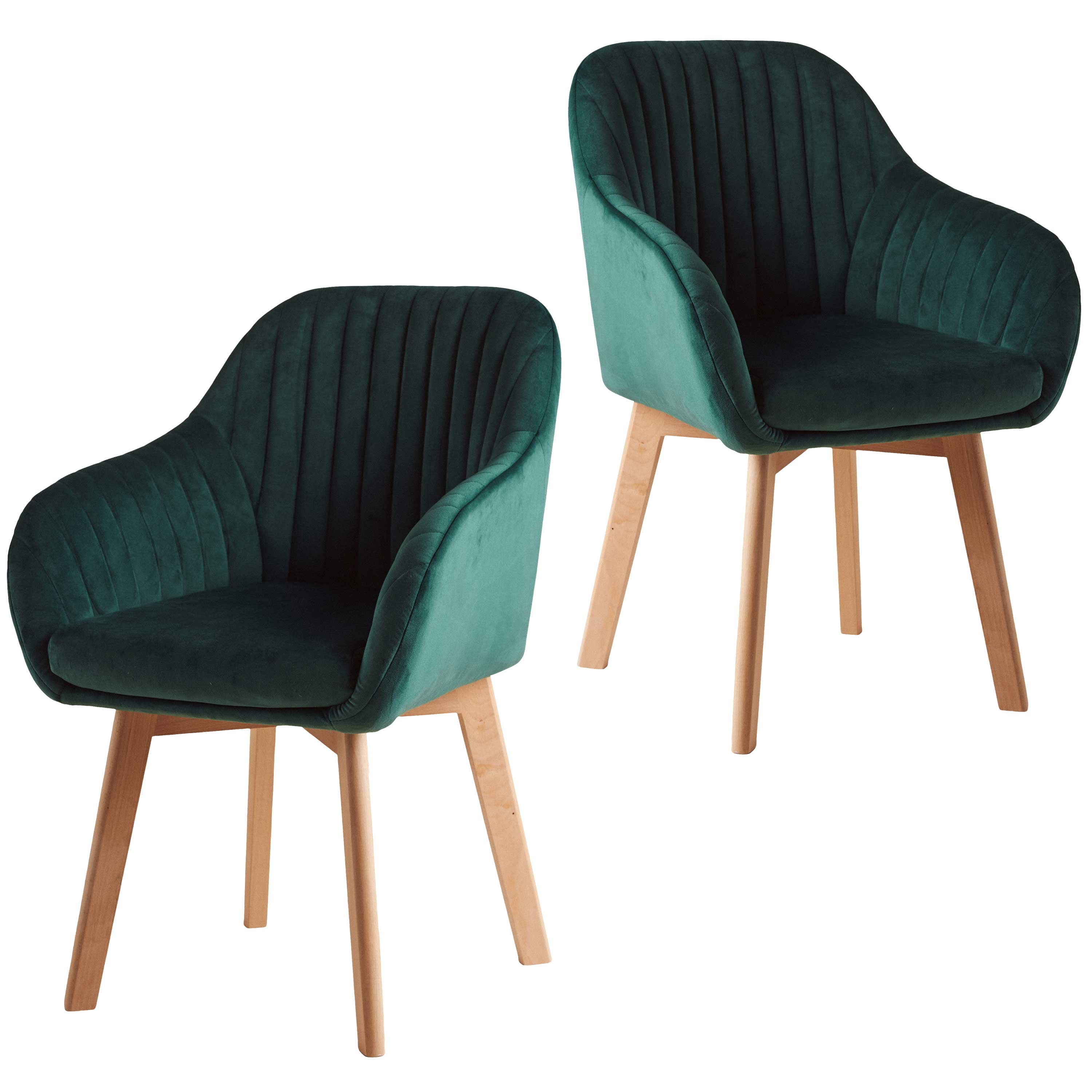 MOJAY Velvet Dining Chairs with Wooden Legs, Set of 2, Green - Walmart.com