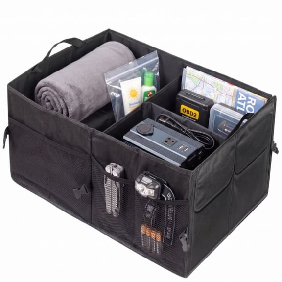 Collapsible Car Trunk Organizer, Multi Compartment Adjustable Storage Bin for SUV Sedan Truck