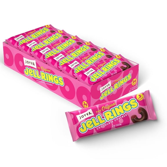 Joyva Original Jell Rings Sweet Jell Center & Smooth Dark Chocolate Coating Kosher, Dairy-Free, Gluten-Free, Soy-Free | Box of 24 (Original)