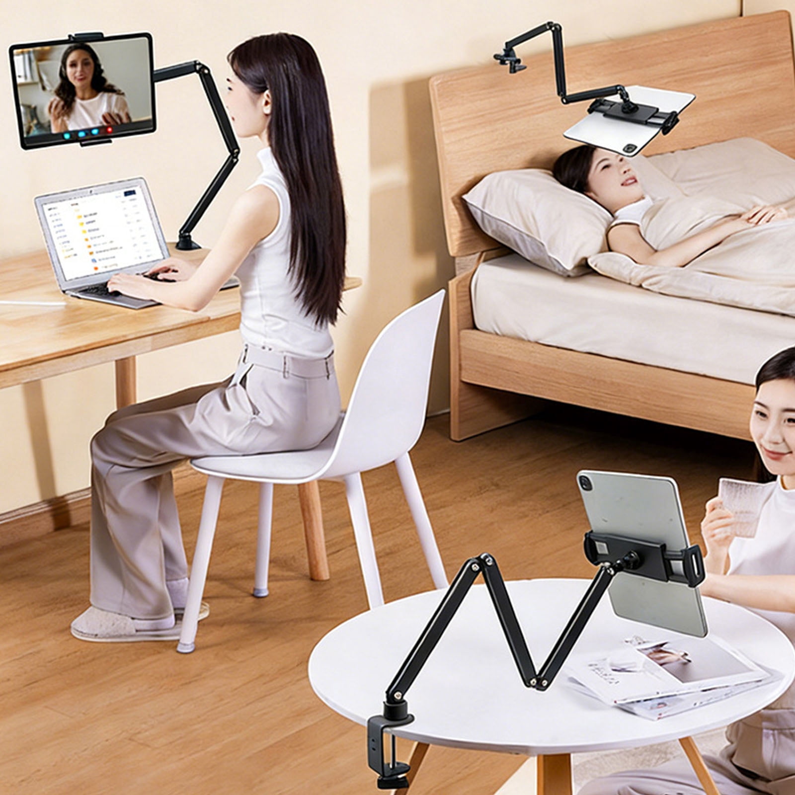 Heavy Duty Adjustable Laptop Stand With 4 Axises Lift And Rotating Base For Ergonomic Viewing