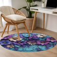 thumbnail image 4 of Round Rugs 4Ft, Purple Flowers Round Area Rug Washable Indoor Throw Carpet, Spring Vintage Walls Pastoral Country Soft Non Slip Circle Rug for Kitchen Nursery Room Home Decor Aesthetic, 4 of 8