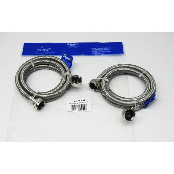 Supco ⅜" X 5' Stainless Steel Hose, 2 Pk, Washers and Dishwashers, 3805FESS2