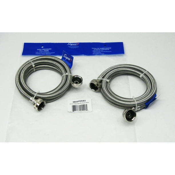 Stainless Steel Washing Machine 90 Degree 5' Set Inlet Fill Hoses with Washers
