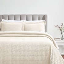 Superior Madrid Cotton Matelasse Bedspread Set, California King, Ivory
