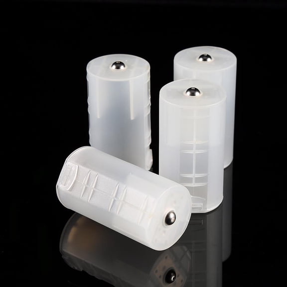 Tebru Battery Converter,AA to D Battery Converter, 4pcs AA to Size D Battery Adapters Holder Switcher Converter Cases Box White