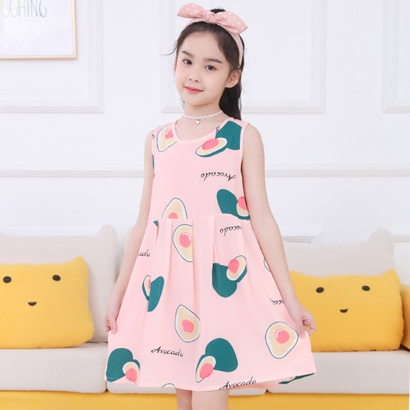 Aayomet Girls Dresses Girls Dress Unicorn Printed Casual Party Twirly Dress for Kids,Green 7-8 Years