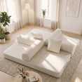thumbnail image 2 of 78-Inch Convertible Sleeper Sofa Bed, White Couch with Storage Bag, High-Density Foam, Corduroy Upholstery, Space-Saving & Portable for Living Room, Home Office, 2 of 10