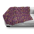 thumbnail image 3 of Dia De Los Muertos Soft Flannel Fleece Throw Blanket, Pattern of Abstract Flowers Peppers and Funny Skull Silhouettes, Cozy Plush for Indoor and Outdoor Use, 50" x 60", Multicolor, by Ambesonne, 3 of 6