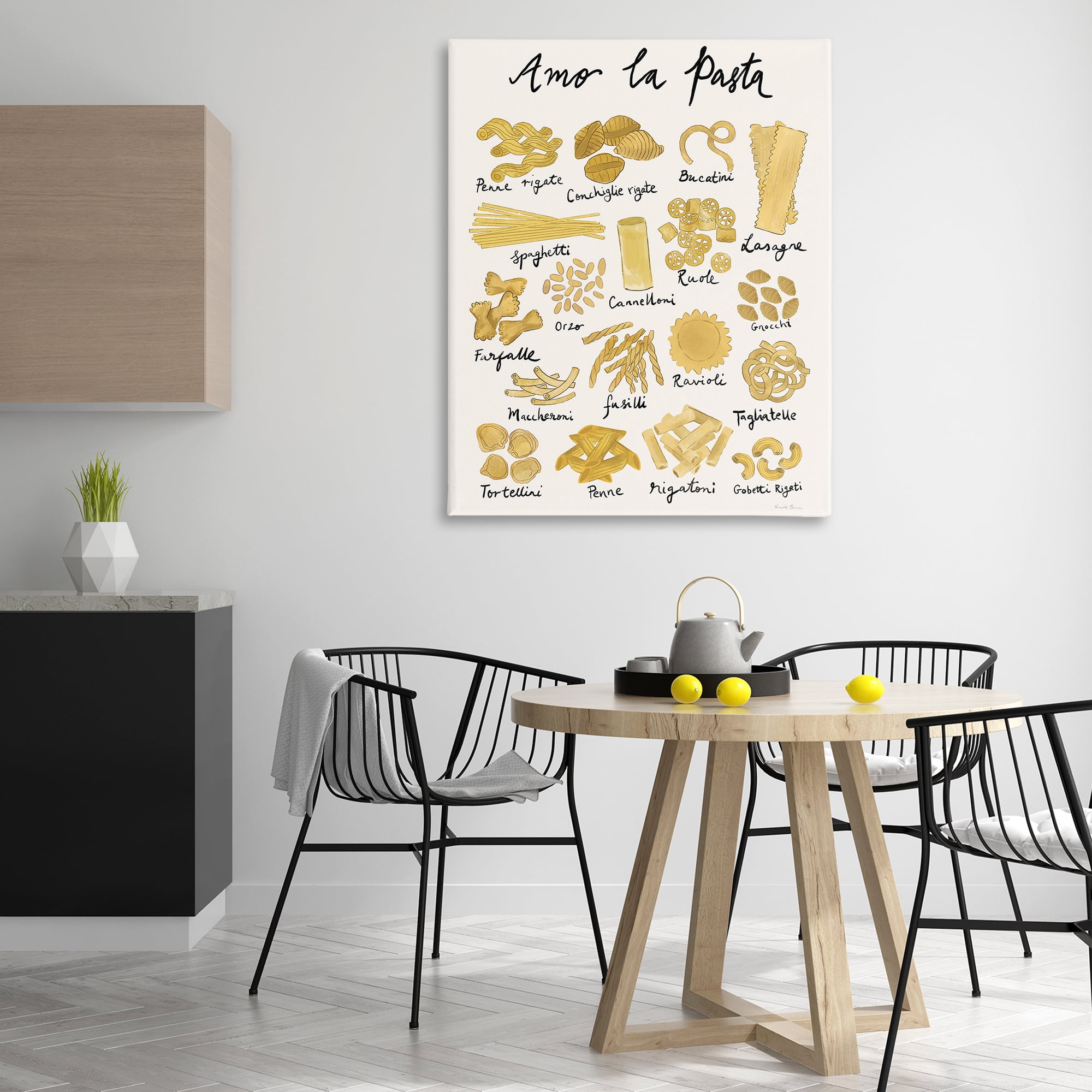 Stupell Industries Amor La Pasta Chart Food & Beverage Painting Gallery Wrapped Canvas Art Print Wall Art, 36 x 48