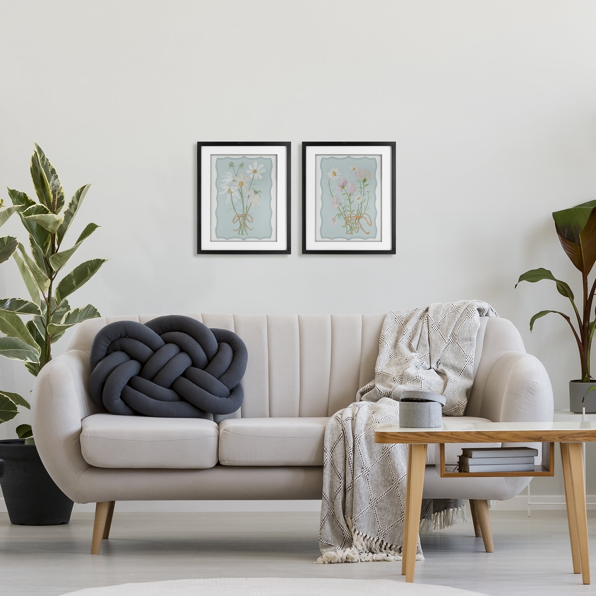 Vintage Spring Clippings 2 Piece Black Framed Print Under Glass Set, design by Leslie Hermosa