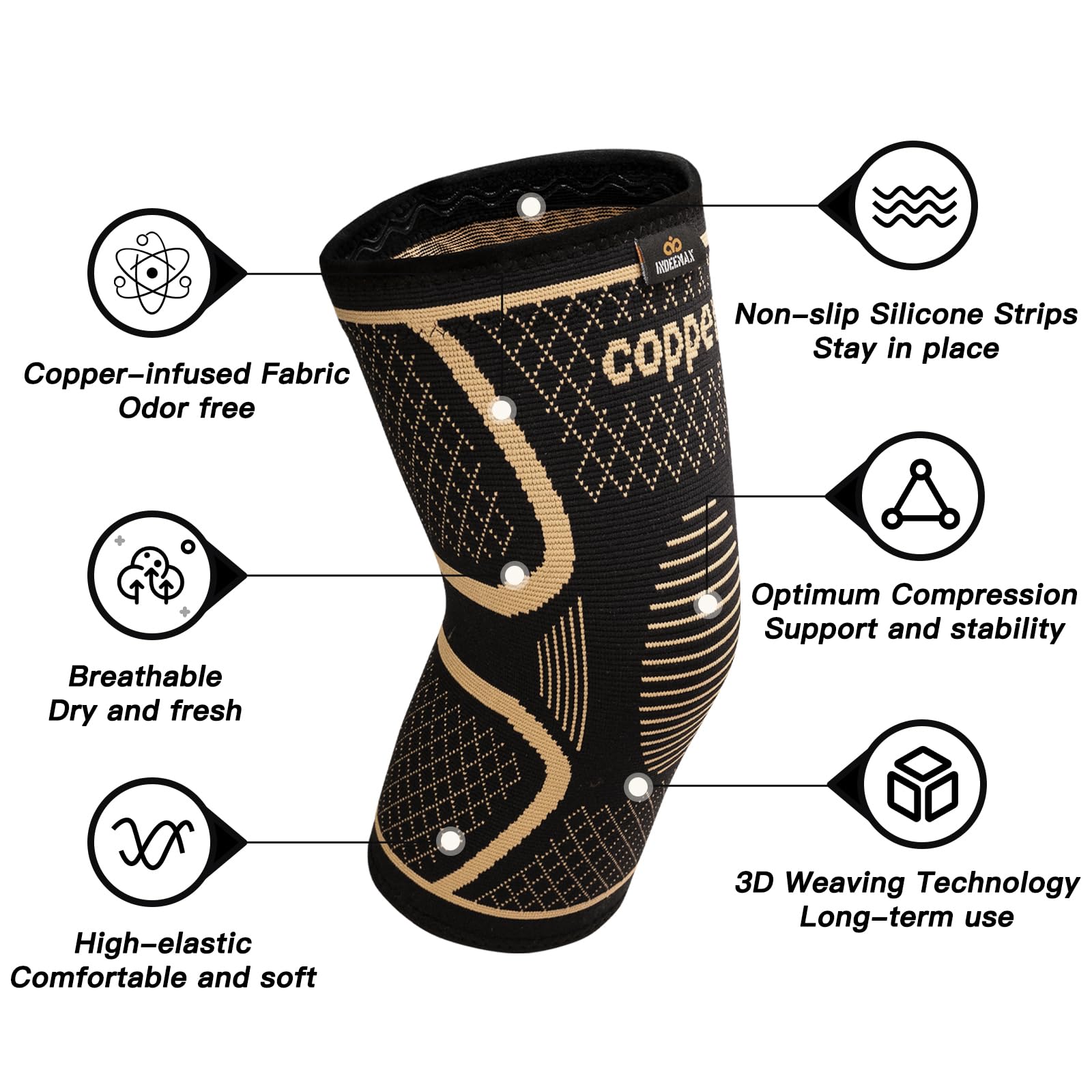 Indeemax Copper Knee Brace 2-Pack for Women and Men photo 8
