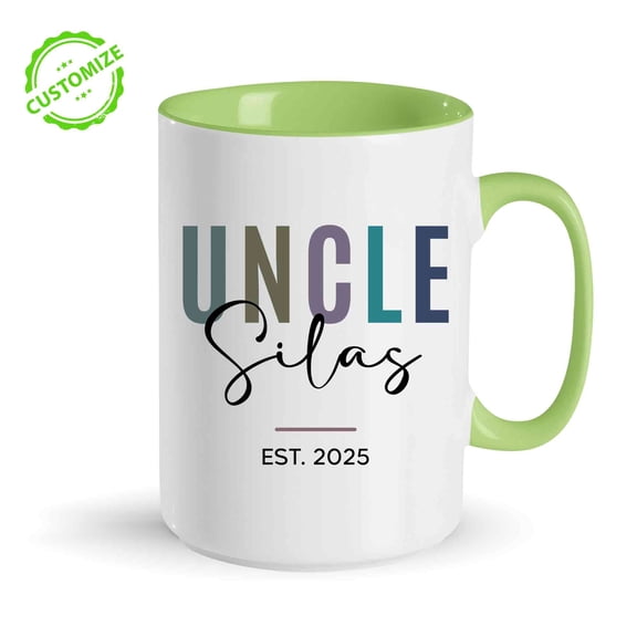 Customizaholic Uncle Mug Personalized – Custom Name & Est. Year Coffee Cup – New Uncle Gift Idea, Pregnancy Announcement, Family Keepsake