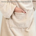 thumbnail image 4 of Catalonia Wearable Blanket with Sleeves and Pocket, Cozy Soft Fleece Micro Plush Wrap Adult Blanket Robe for Women Men, Makes a Great Gift for Holidays, Latte, 73" x 51”, 4 of 8