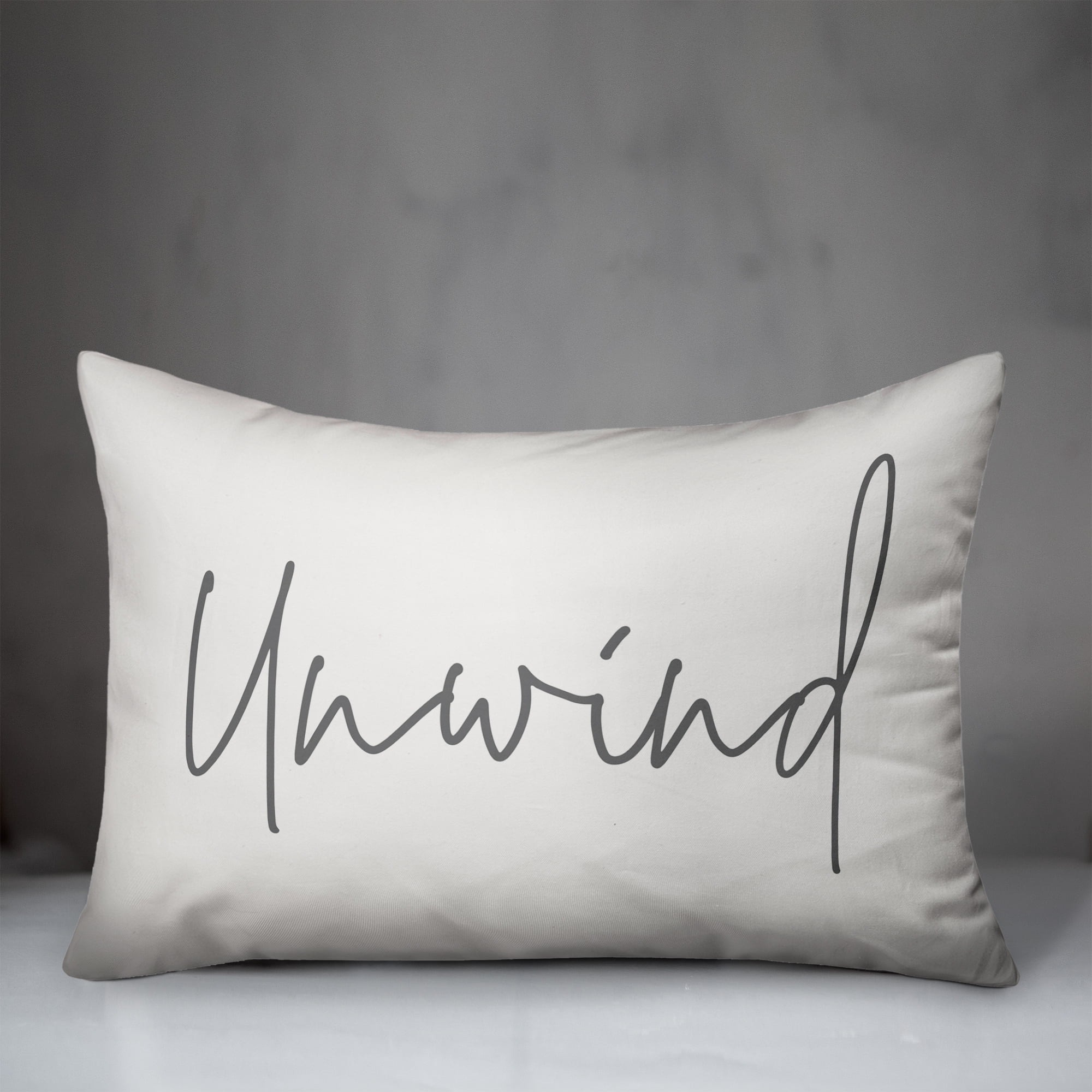 Creative Products Unwind Script White and Grey 14x20 Indoor / Outdoor Pillow
