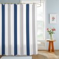 thumbnail image 4 of Navy Blue Grey Stripe Shower Curtains for Bathroom, Modern Farmhouse Vertical Striped Waterproof Fabric Shower Curtain, Decorative Bathroom Curtain for Bathtub, 72"x72" , No Hooks Included, 4 of 9