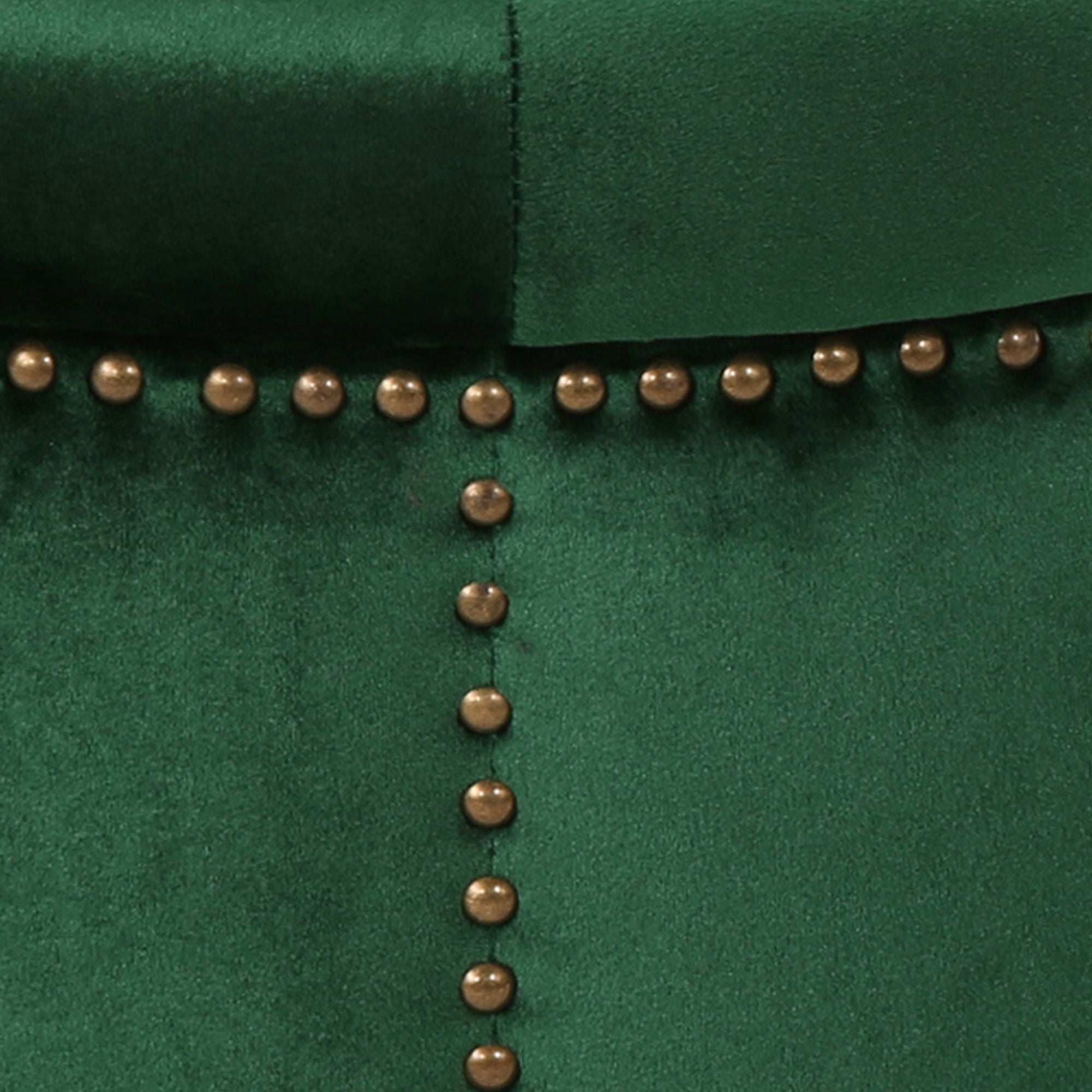 22" Emerald Green and Black Contemporary Round Tufted Ottoman