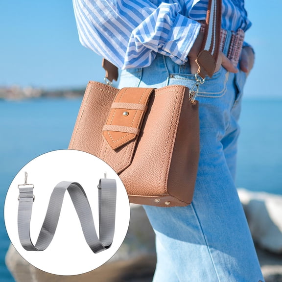 ADDHAT Grey Nylon Handbag Strap 2Pcs, Adjustable, Metal Clips, Comfortable and Chic