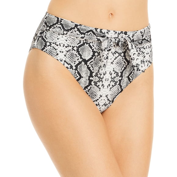 Aqua Swim Womens Animal Print Front Tie Swim Bottom Separates, Black, Black, Medium