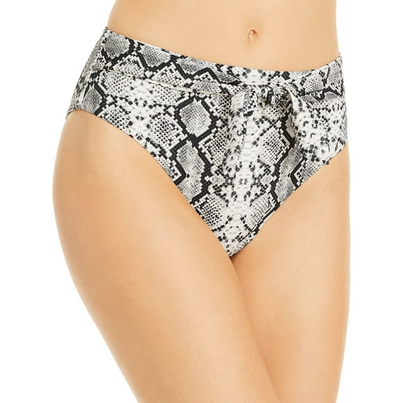 Aqua Swim Womens Animal Print Front Tie Swim Bottom Separates, Black, Black, Medium