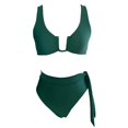 thumbnail image 3 of Vedolay Swimsuits For Women Women's Twist Front High Waisted Bikini Swimsuit Drawstring Tie Side Bottom Two Piece Bathing Suit,Green M, 3 of 5