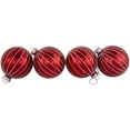 thumbnail image 3 of Northlight Shiny Glitter Striped Glass Ball Christmas Ornaments - 3"  (80mm) - 4ct - Red and White, 3 of 6