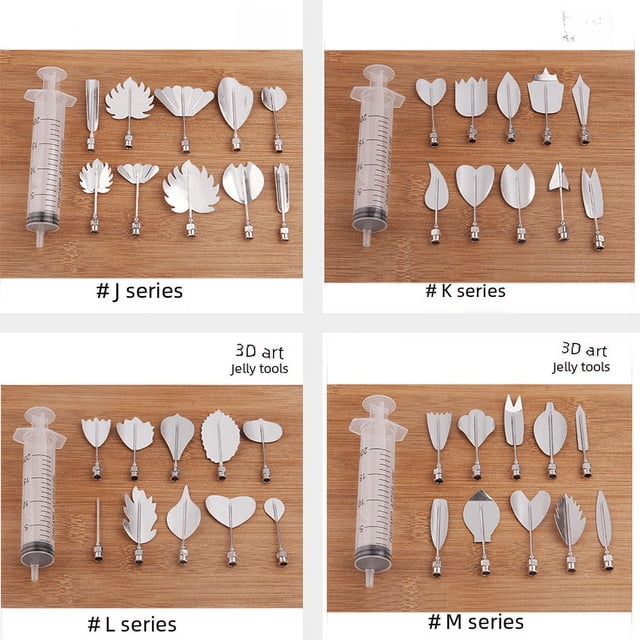 Boquilla de repostería con forma de flor de gelatina 3D, aguja de repostería, boquilla de acero para pudín, herramienta de tallado de acero inoxidable para repostería doméstica