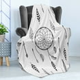 thumbnail image 4 of Arrow Soft Flannel Fleece Throw Blanket, Anthique Dreamcatchers Feathers and Arrows Design Western, Cozy Plush for Indoor and Outdoor Use, 50" x 70", Black White, by Ambesonne, 4 of 5
