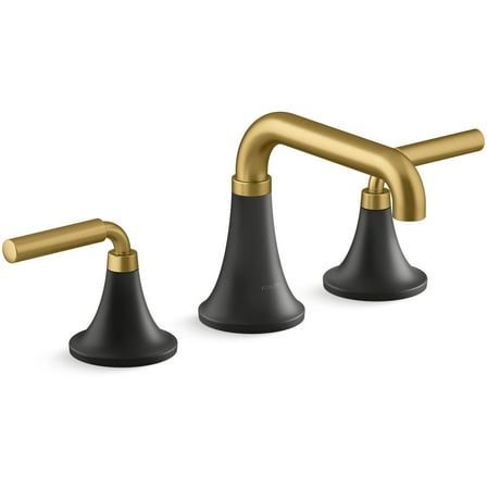 Open Box KOHLER 27416-4-BMB Tone 8 in. Widespread Double Handle Bathroom Faucet in Matte Black with Moderne Brass