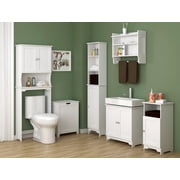 Double Door over the Toilet Space Saver Cabinet (Full Side Panels), Adjustable Center Shelf, 23.50 inch Width x 63.00 inch Height, Semi Gloss Enamel Finish