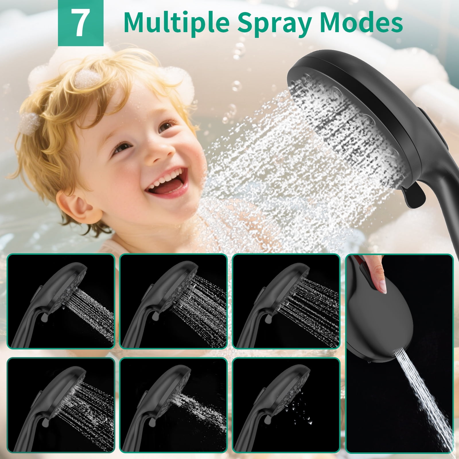 KAIYING 10-Inch Shower Head with Filtration, Rainfall & Handheld Modes, Adjustable Extension & Extra Long Hose