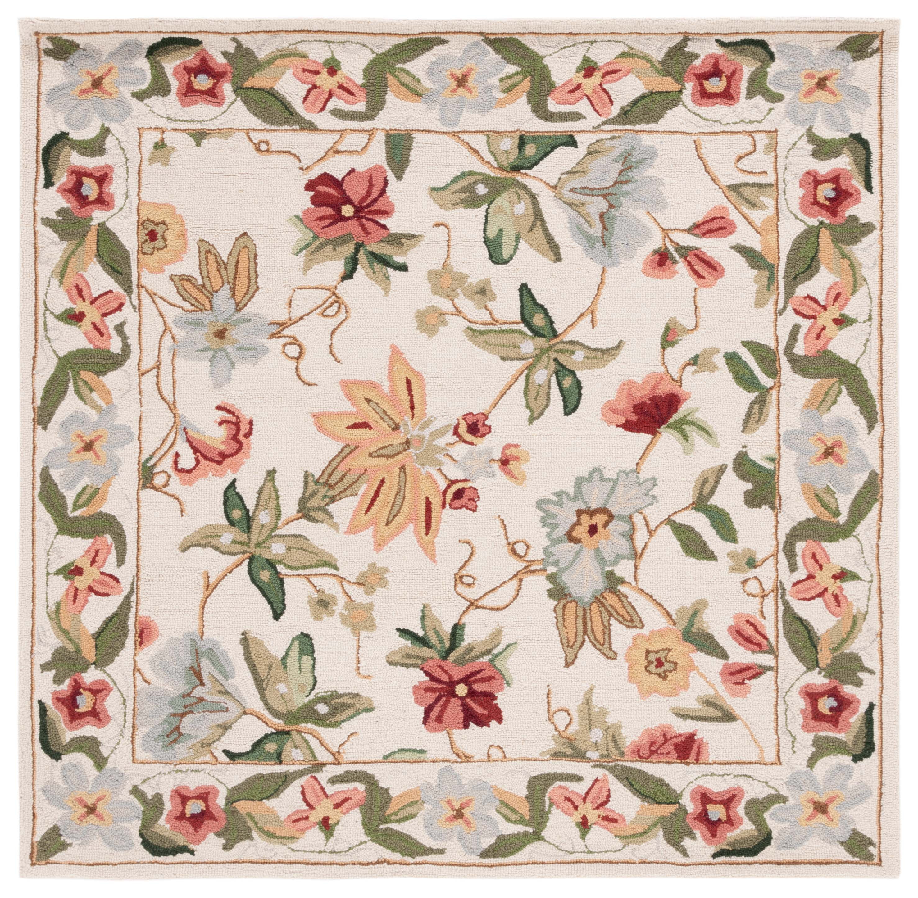 Safavieh Chelsea Gisselle Bordered Wool Area Rug, Ivory, 5' x 5' Square