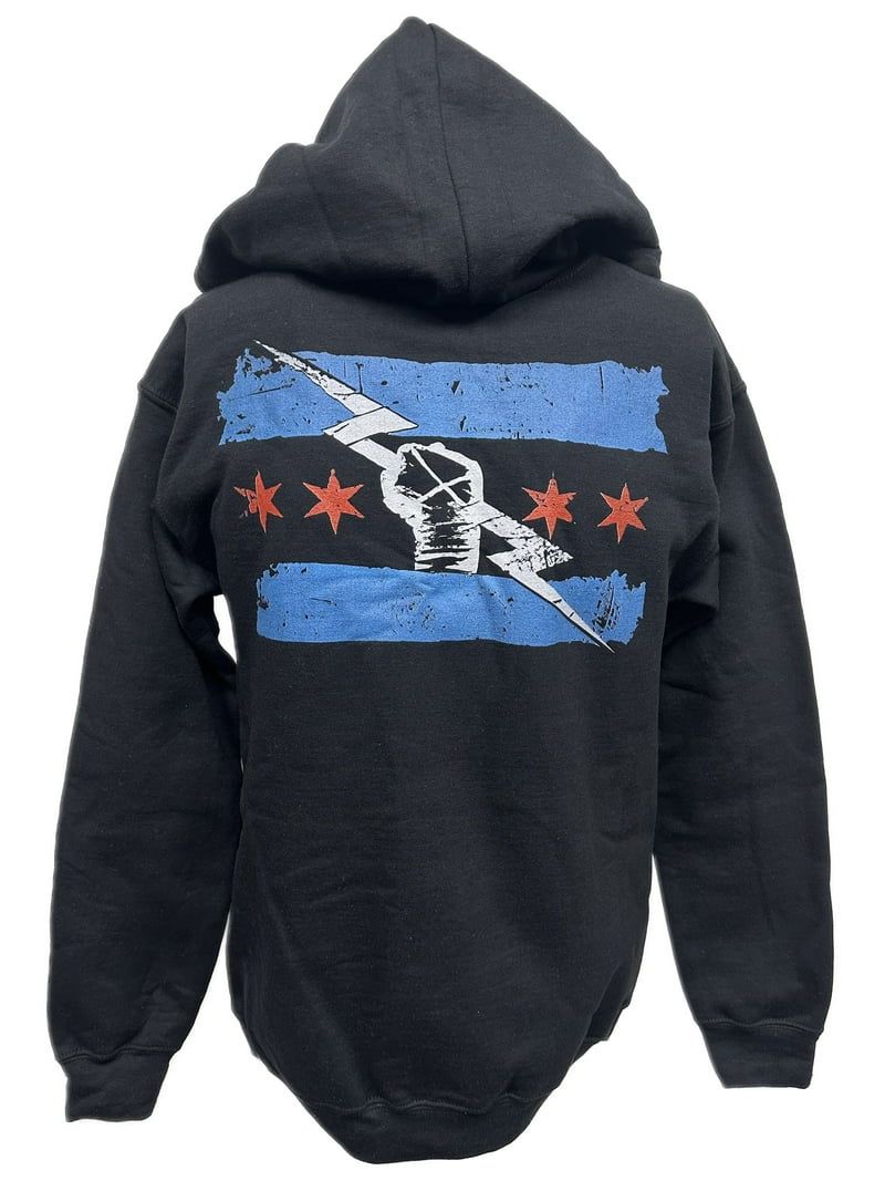 Return of CM Punk Blue Logo Black Zipper Hoody - Walmart.com