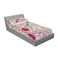 thumbnail image 2 of Ambesonne Floral Fitted Sheet & Pillow Sham Set, Blooming Flower Retro, Twinxl, Multicolor, 2 of 2