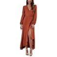 thumbnail image 1 of Remxi Vestido largo de manga larga con cuello en V para mujer, informal, con estampado floral, con cinturón, para fiesta Zhivalor WMZL-2300-4, 1 of 6