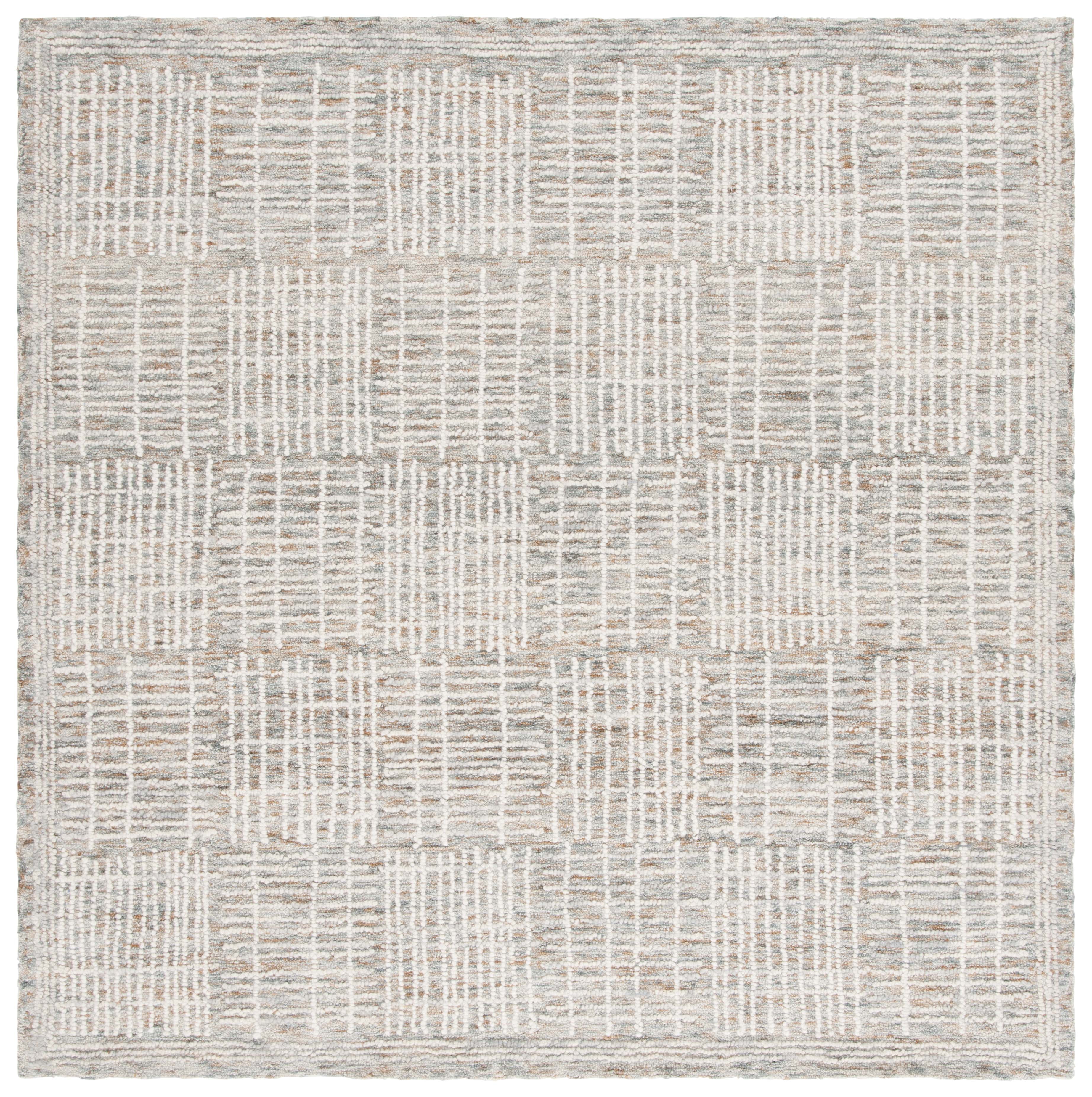 SAFAVIEH Abstract Milan Striped Area Rug, Brown/Ivory, 6' x 6' Square