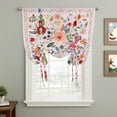 thumbnail image 2 of Pink Flowers Tie Up Curtains for Windows, Adjustable Balloon Window Shades, Spring Farmhouse Floral Leaves Vintage Kitchen Window Treatments Adjustable Roll Up Curtain for Basement/Nursery 52"x45", 2 of 8