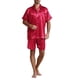 thumbnail image 1 of SAYOO Traje de pijama para hombres, chaqueta de boton de manga corta de color solido + pantalones cortos SAYOO  moda, 1 of 5