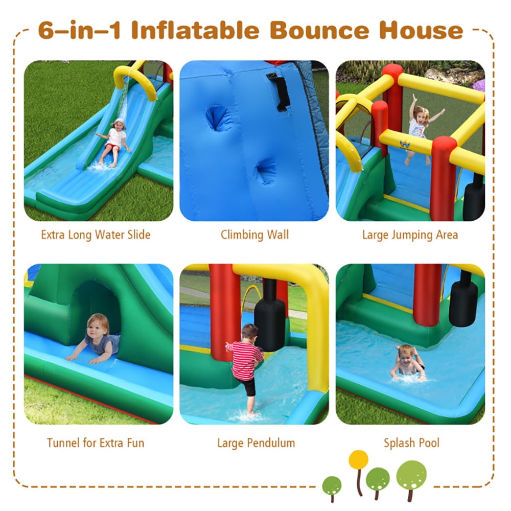 Aimee Lii Slide Water Park Climbing Bouncer Pendulum Chunnel Game without Air-Blower, Kids Bounce House Water Slide