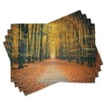 thumbnail image 1 of Ambesonne Forest Place Mats Set of 4, Romantic Alley Woods, Standard Size, Slate Blue Orange Yellow, 1 of 6