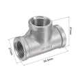 thumbnail image 3 of Unique Bargains 1/2 NPT Female Thread Tee Pipe Fitting Hose Adapter 304 Stainless Steel, 3 of 5