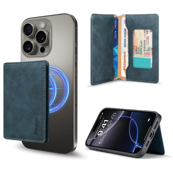 Portatarjetas Magnético Slim Denior RFID para iPhone (Azul)