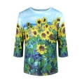 thumbnail image 6 of KVMeteor Women Casual 3/4 Sleeve Loose Tunic Tops Round Neck T-Shirt, 6 of 6