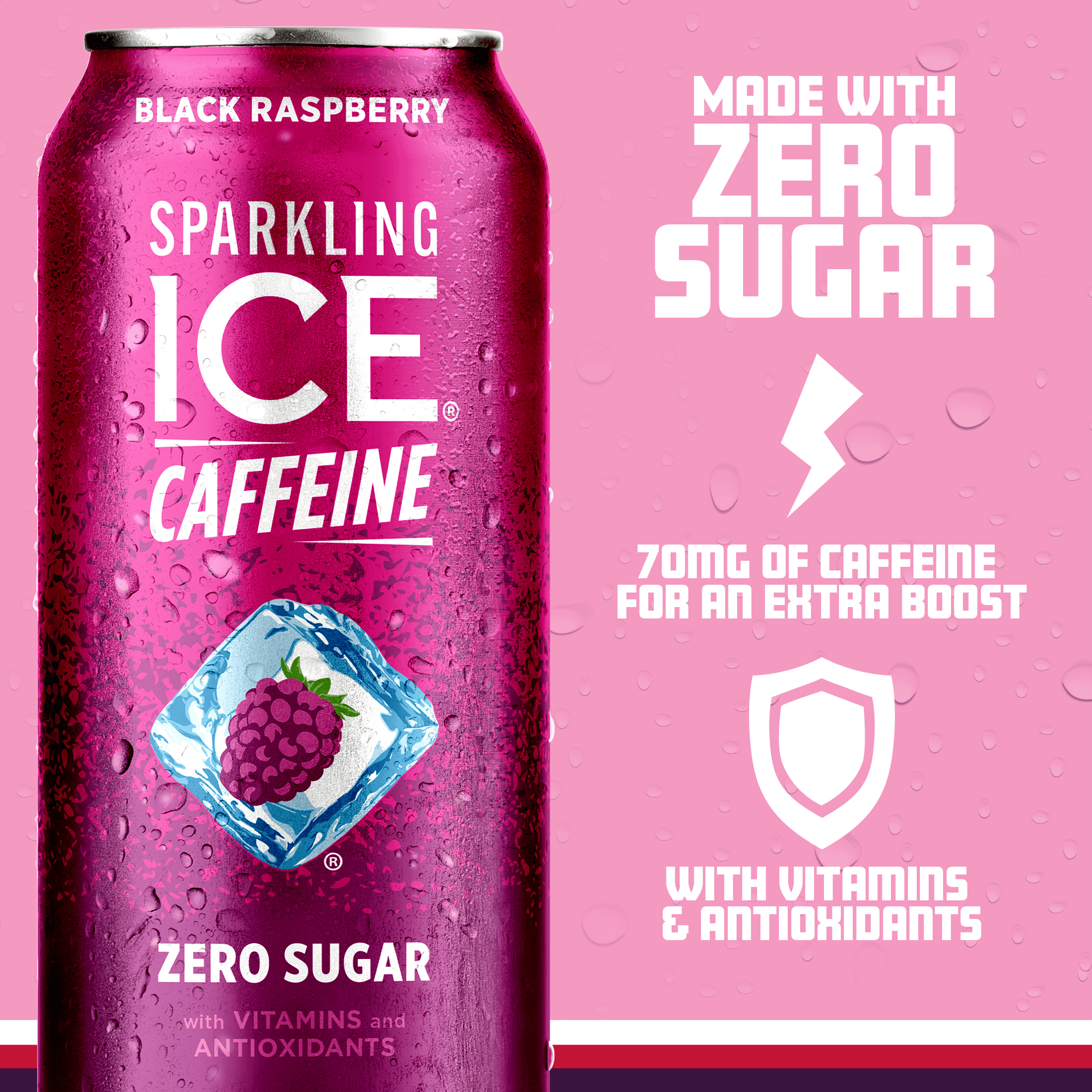 Sparkling Ice® Caffeine Black Raspberry Sparkling Water – 16 fl oz, 12 Pack