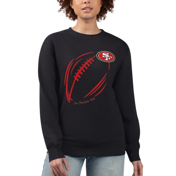Women's G-III 4Her by Carl Banks Black San Francisco 49ers Football Logo Graphic Fleece Tri-Blend Pullover Sweatshirt