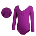 thumbnail image 4 of Curuila Toddler Girls Romper Dance Wear Long Sleeve Solid Color V Neck Performances Stretch Comfortable Bodysuits Purple Size 6-7 Years, 4 of 4