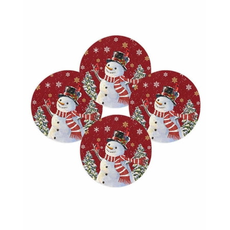 Christmas Round Placemats Set of 4 Cardinal Bird Snowman Place Mats Washable Woven Placemat Red Snowflake Pine Tree Circle Braided Table Mat for Kitchen Dining Table Party Home Decor 15 Inch Christmas Round Placemats Set of 4 Cardinal Bird Snowman Place Mats Washable Woven Placemat Red Snowflake Pine Tree Circle Braided Table Mat for Kitchen Dining Table Party Home Decor 15 Inch