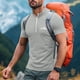 thumbnail image 4 of Blusa y camisa de manga corta con cuello alto para hombre, de verano, de color liso, ajustada, deportiva, con cremallera, de manga corta, con cuello alto., 4 of 5